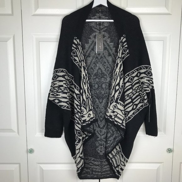 Max Sport Sweaters - Max Sport Open Front Cardigan Sweater Black Beige